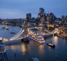 Aerial view of London at night